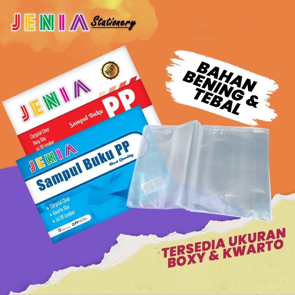 

Sampul Buku Plastik PP Jenia Boxy / Kwarto