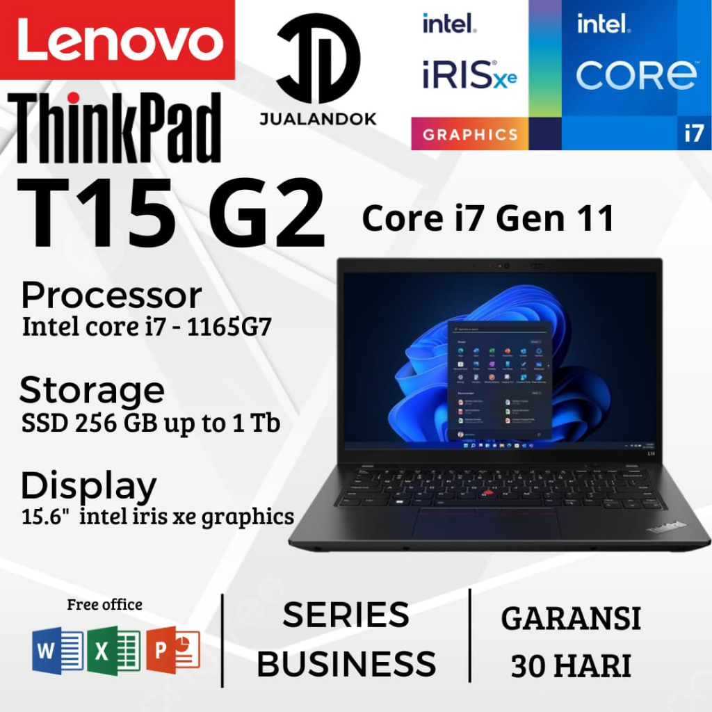 Laptop Lenovo ThinkPad T15 G2 Core i7 Gen 11 - RAM 32GB - SSD 1TB - 15 inch - TouchScreen - Windows 