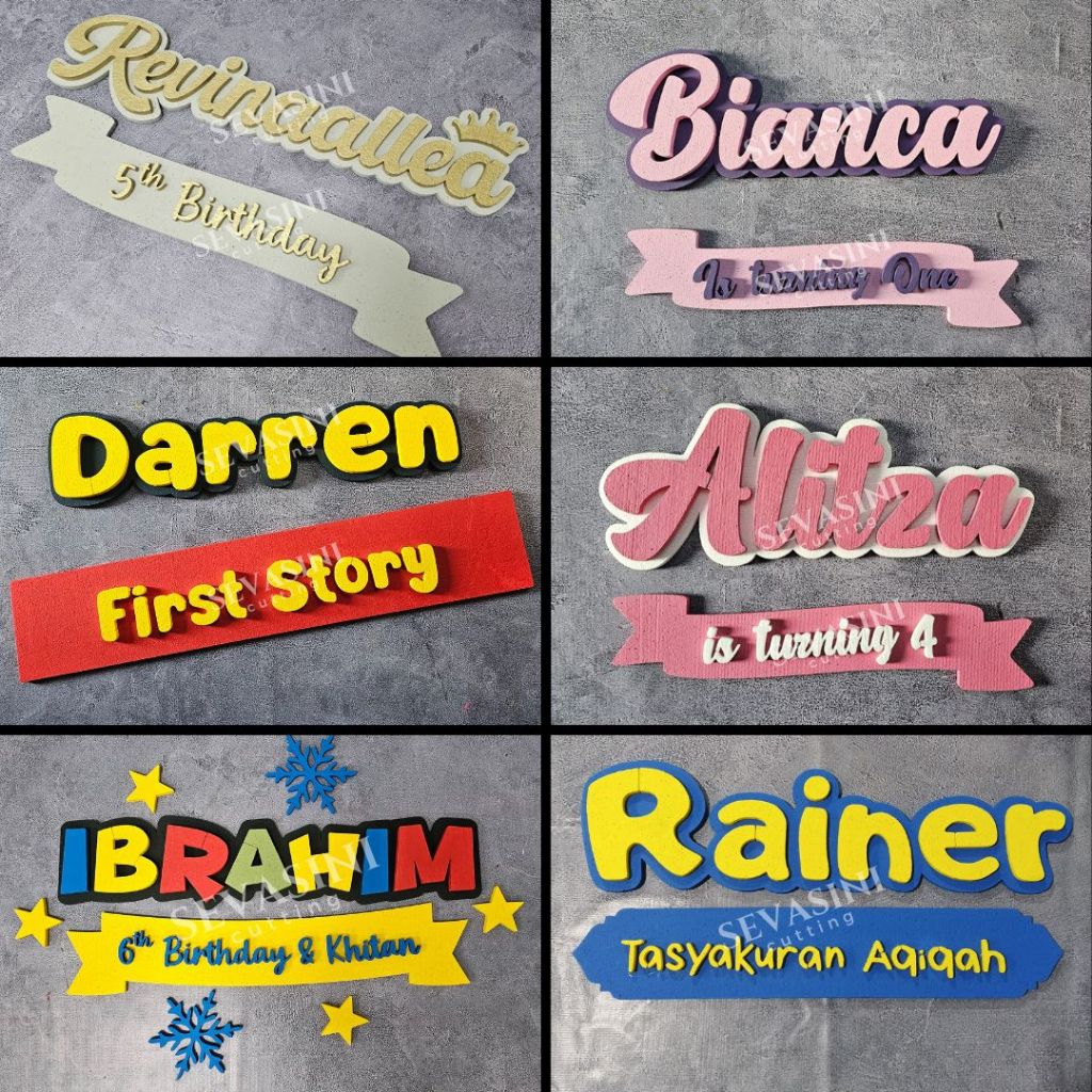 Huruf Styrofoam Dekorasi Acara dengan Pita Custom Warna dan Font