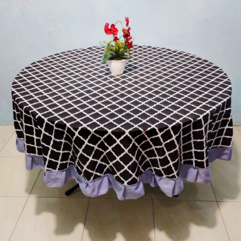 Taplak Alas Meja Makan Bulat Besar 8 Kursi