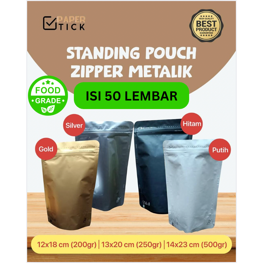 (ISI 50) Standing Pouch Standing Pouch 12X18CM (200GR) 13X20CM (250GR) 14X23 (500GR) CM STANDING POU