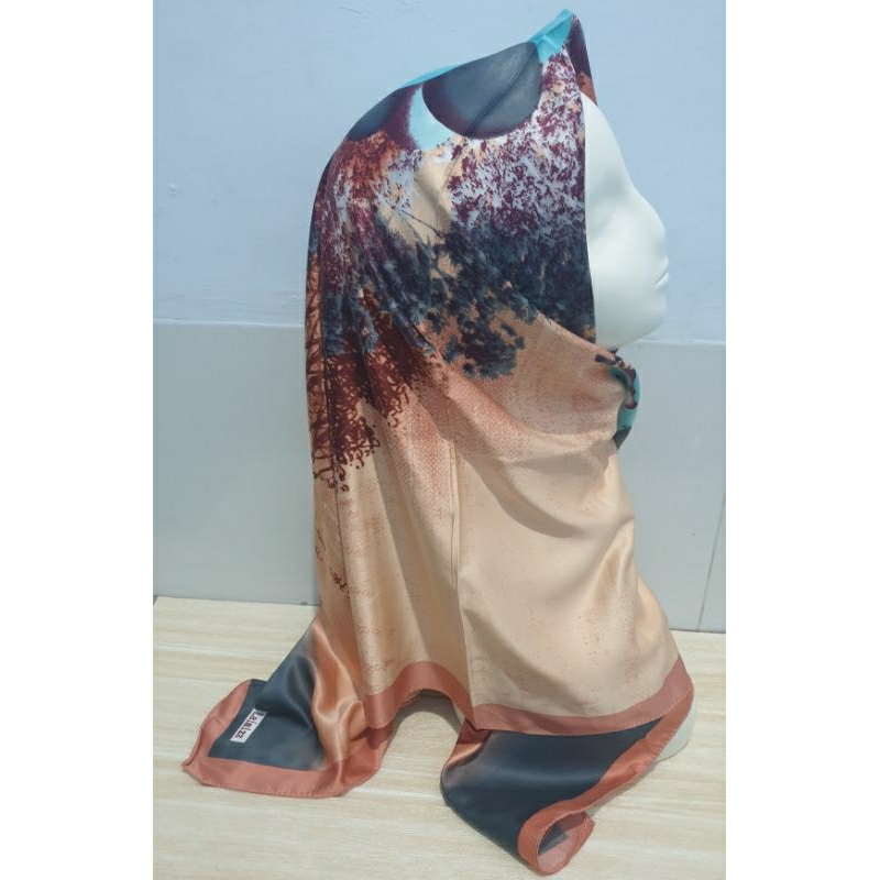 New  Jilbab Segiempat Satin Motif Hijab Segiempat Satin Motif Jilbab Murah Laimizz