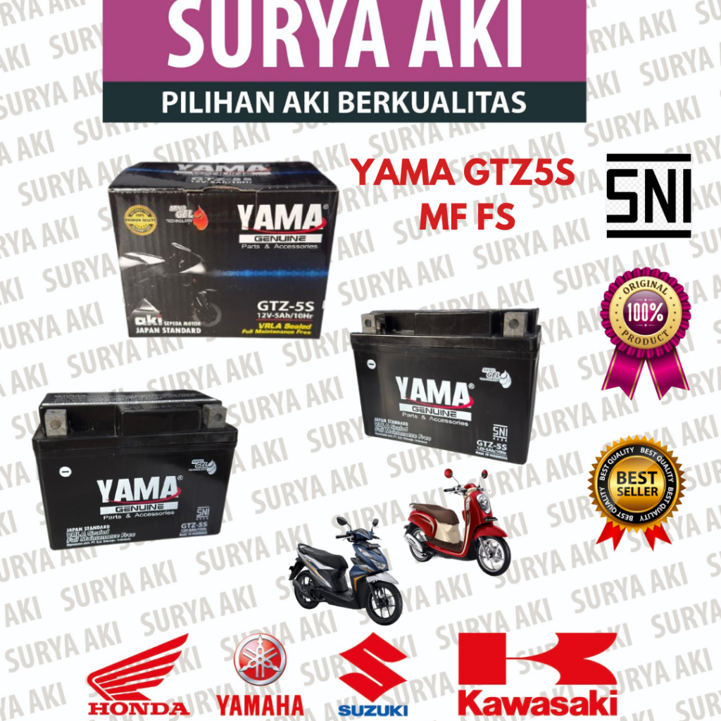 Aki Kering YAMA GTZ5S MF FS Aki Motor Revo Fit Supra X 125 Mio J Mio Z