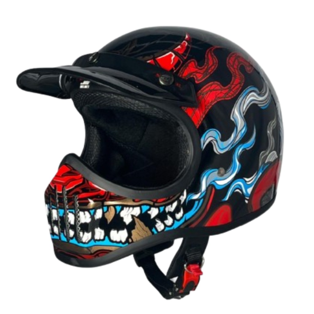 Helm cakil Full Face Motif Dragon black /helm cakil custom/Helm Trail/Helm ORIGINAL/Helm dewasa