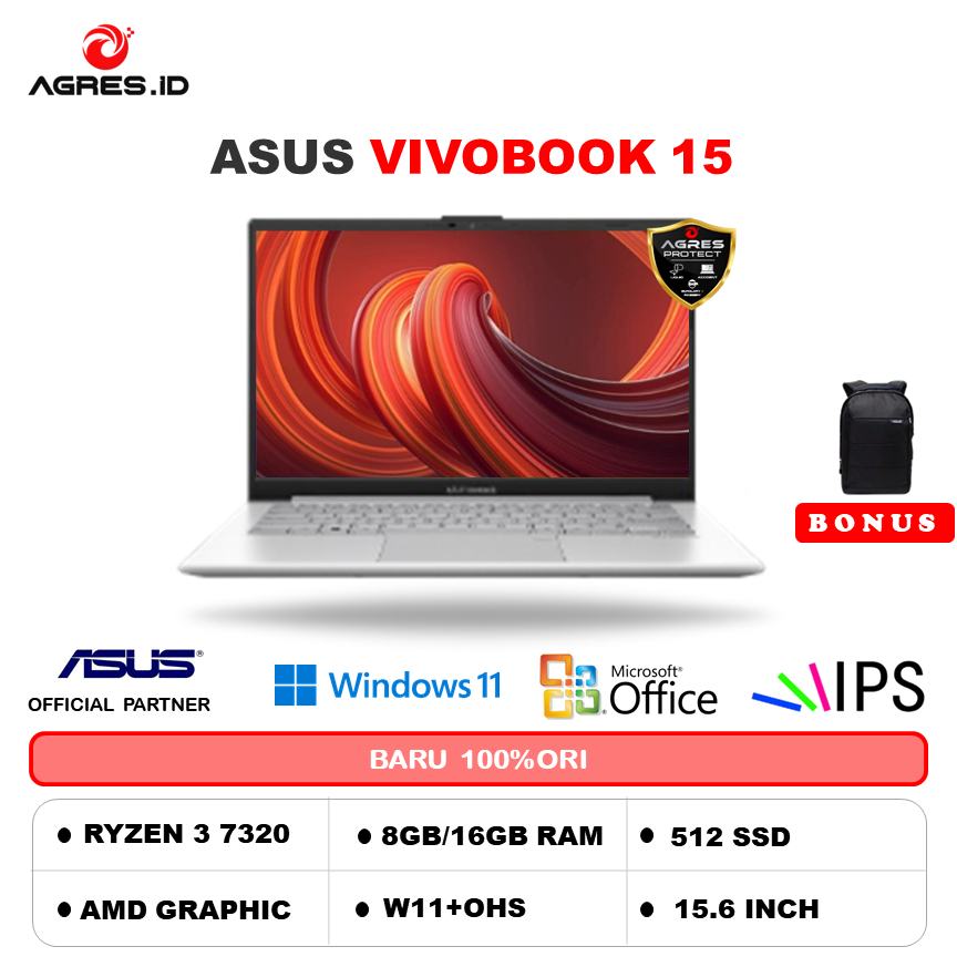 ASUS VIVOBOOK GO 15 OLED E1504FA RYZEN 3 7320 16GB 512GB W11+OHS+O365 15.6FHD SLV -OLED351M