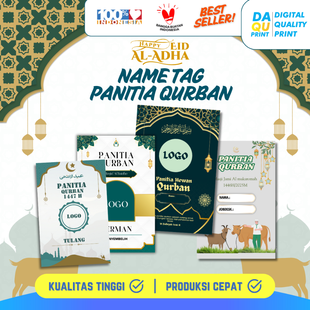 

kartu Name tag / ID Card panitia Qurban - Acara Lembaga, Organisasi dan Yayasan - Bisa Custom Design