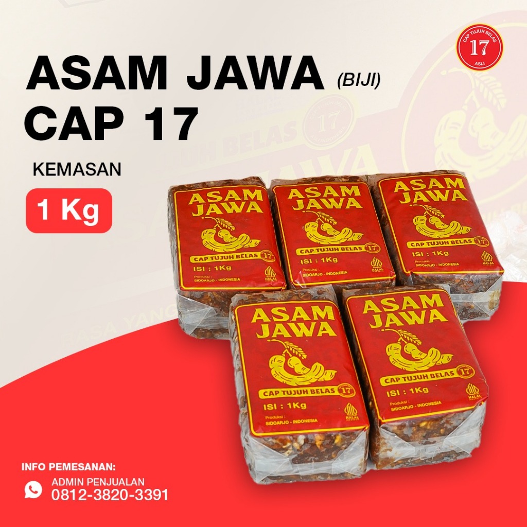 

Asam Jawa BIJI Cap 17 Tujuh Belas 1 kg/ Asem Jawa HALAL P-IRT