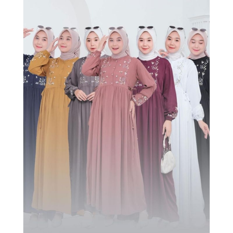 GAMIS TWILL BORDIR ORY HALIS FASHION/SYAKIRA DRESS BORDIR ORY HALIS FASHION/GAMIS KATUN TWILL PREMIU
