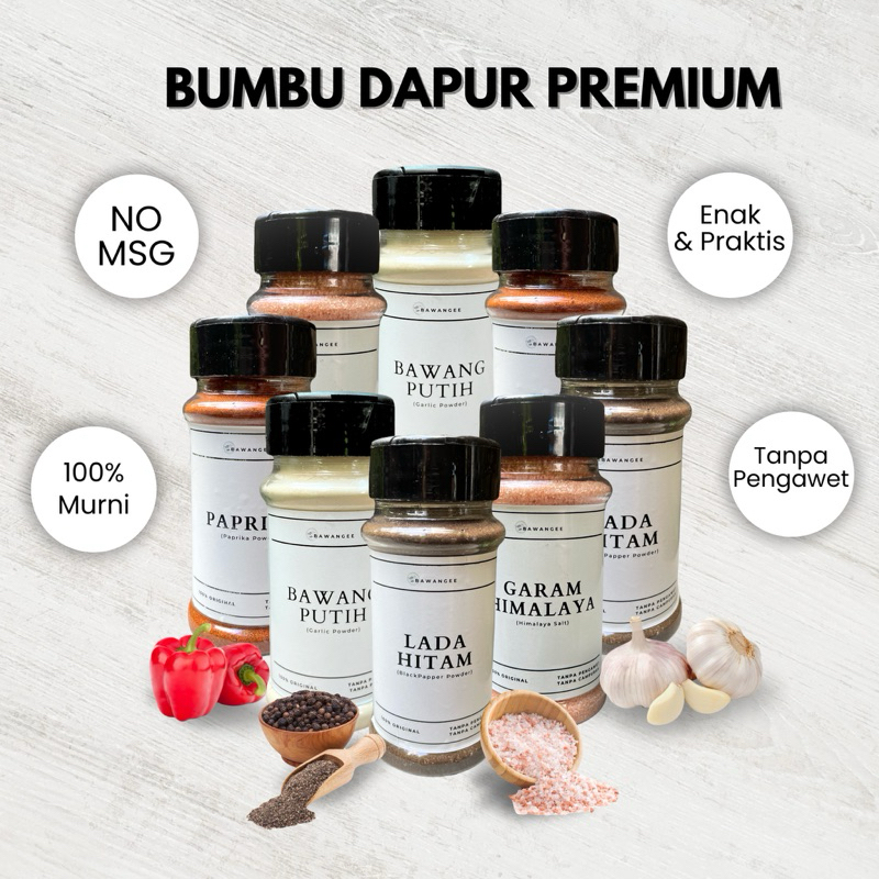 

Bumbu Dapur Bubuk Lengkap Premium Bawang Putih Paprika Merica Lada Garam Himalaya