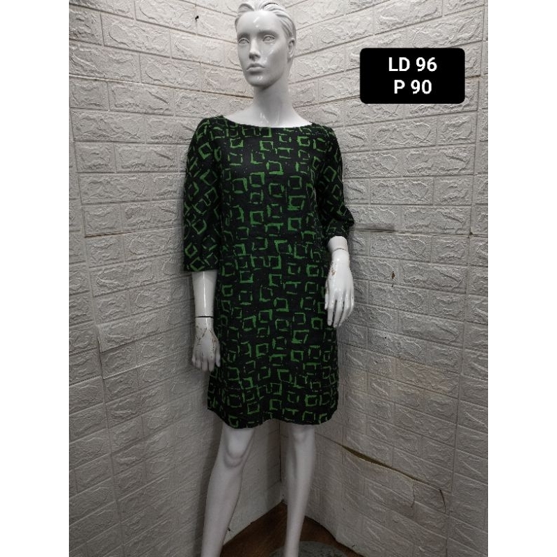 PL dress linen hitam hijau