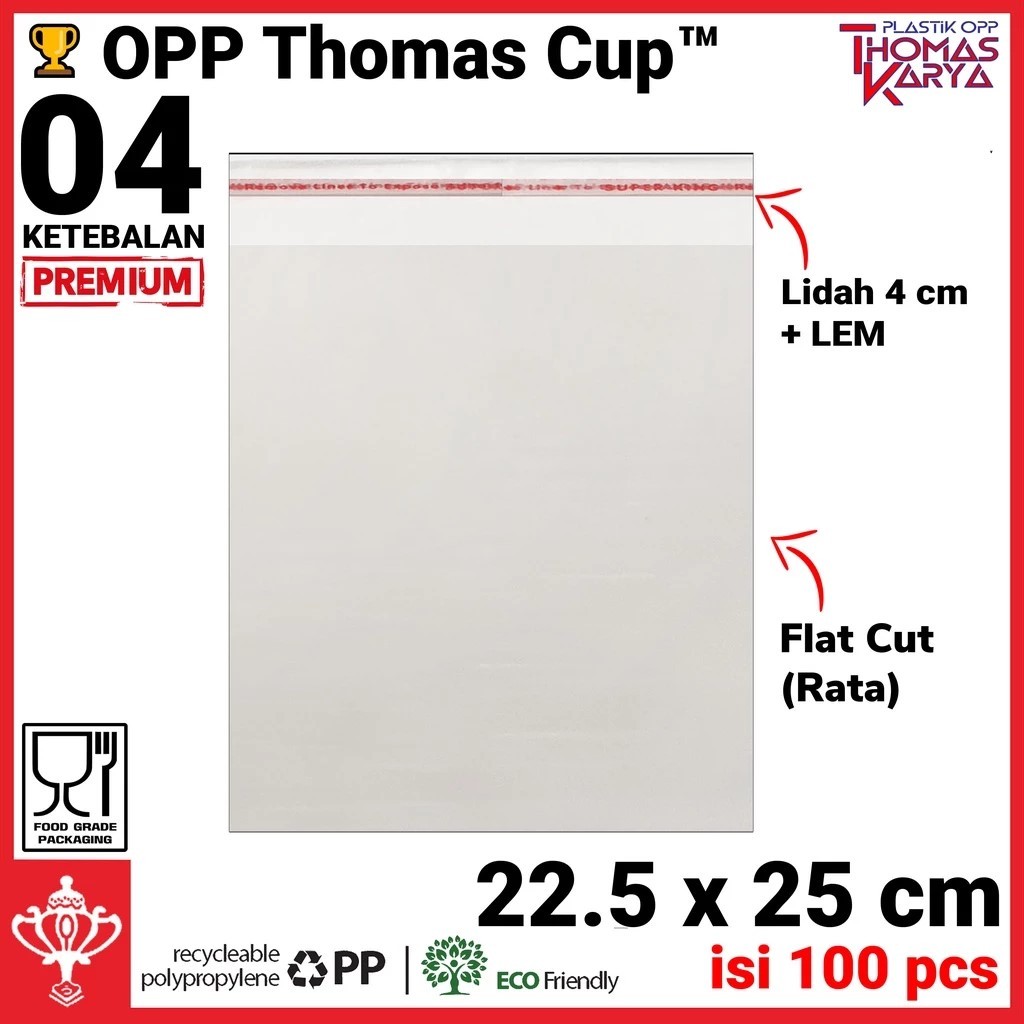Plastik OPP 22,5x25 TEBAL | Isi 100 | Kantong Bening | Kemasan Hijab | Kemasan Masker | Kemasan Unda
