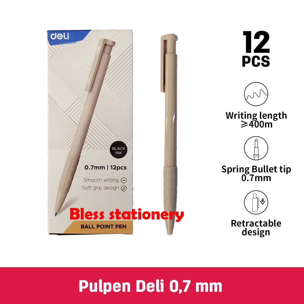 

Deli Pen Pulpen Pena Ballpoint Ball point 0.7mm bolpen 0,7mm (12pcs)