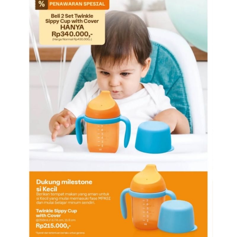 Twinkle Sippy Cup 250ml / Botol untuk Belajar Minum bayi Tupperware
