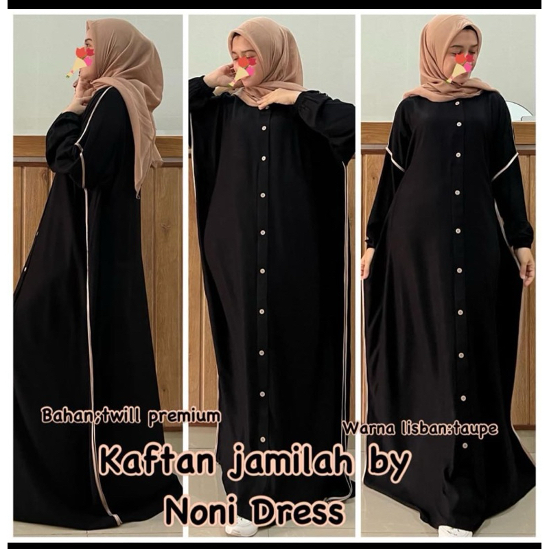 Daster Arab Noni Jamila Maxi Dress Gamis Hitam Kaftan Twill Premium Big Size