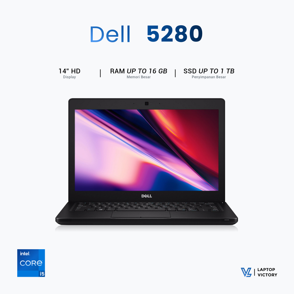 Laptop Dell 5280 Intel Core i5 gen 7 | Layar 12 inch | Support Zoom Meeting | Bonus Mouse dan Tas