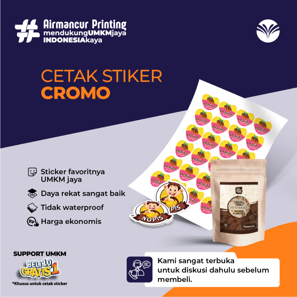 

CETAK STIKER CROMO BULAT/LABEL KEMASAN/LABEL NAMA/LABEL BOTOL MINUMAN