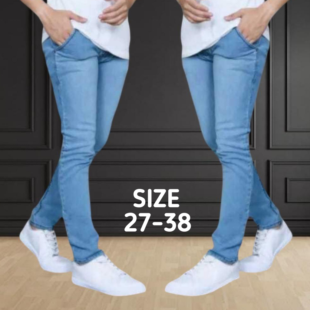 Eljes Celana Jeans Pria Bahan Streach Melar Slimfit/Pensil