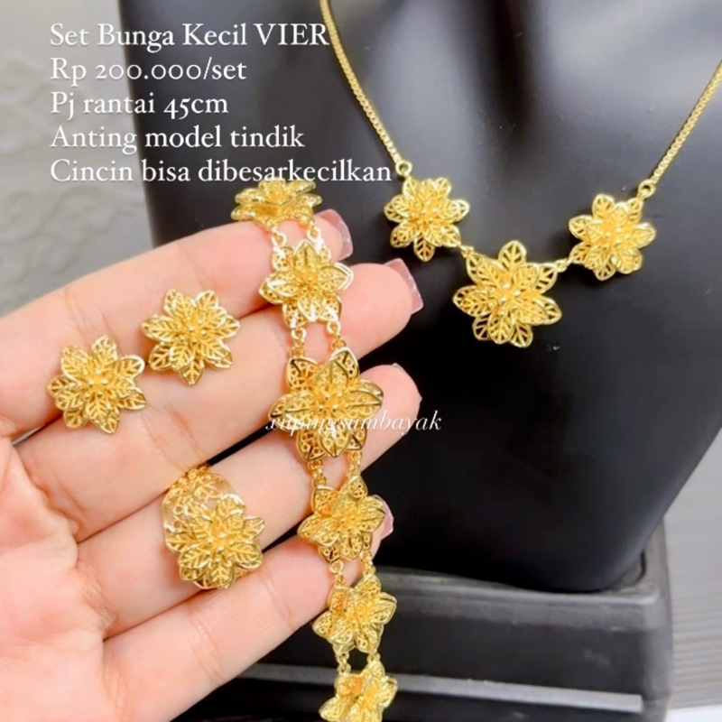 xupingsumbayak. set lapismas model bunga kendari kecil. Set Titanium Rodhium xuping lapismas