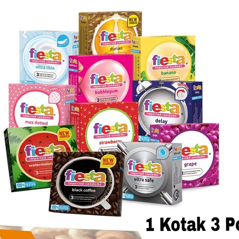 FIESTA IMPOR KONDOM PER BOX ISI 3 - KONDOM FIESTA IMPOR KONDOM BOX