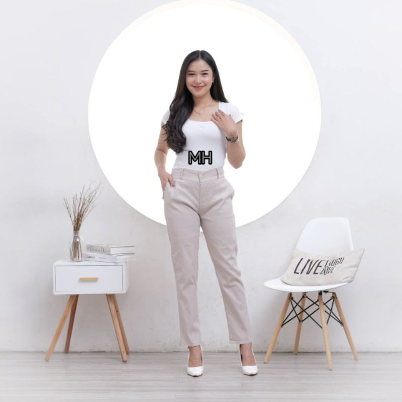 Celana Chino Wanita Celana Katun Stretch Celana Kantor Wanita