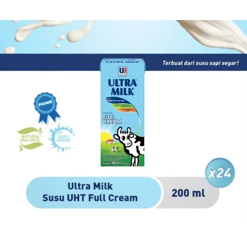 

Ultra Milk Susu UHT Full Cream 200ml - Karton [24 pcs]
