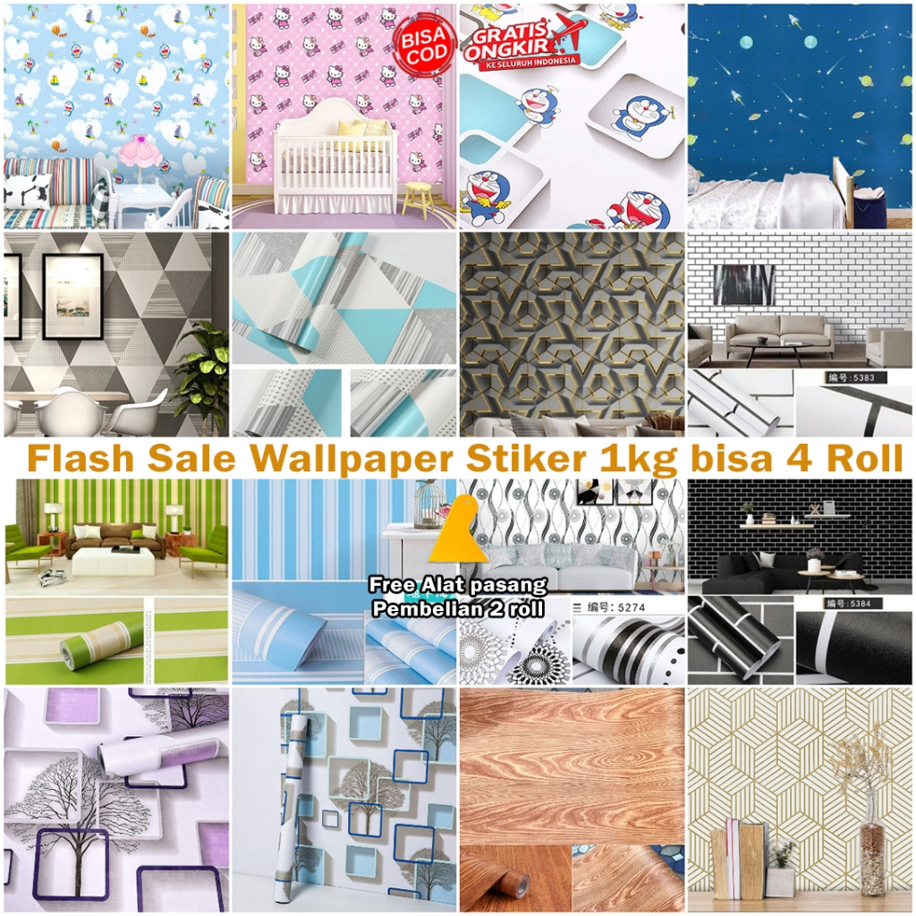 Wallpaper Dinding New Motif | Wallpaper Stiker Motif 3D Wallpaper Kamar Tidur Uk 45cm x 4m PVC