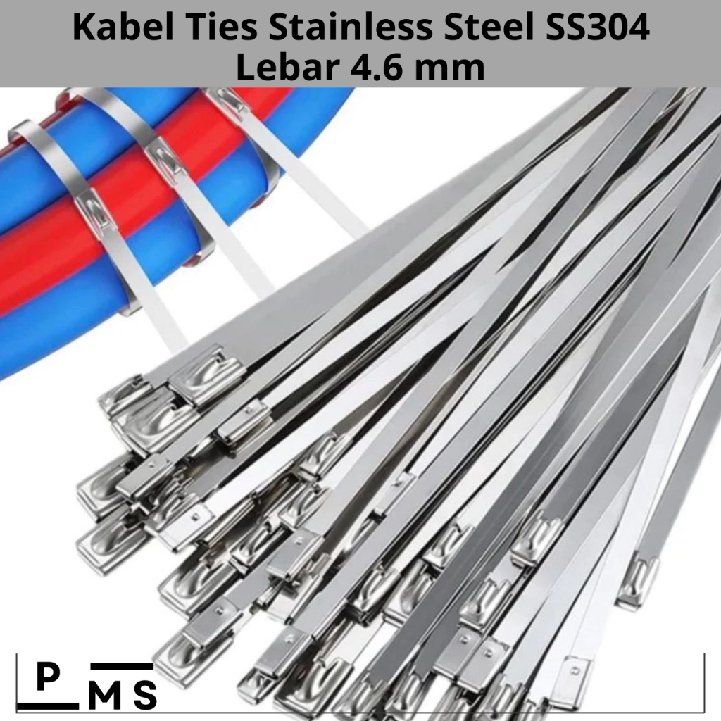 

Kabel Ties Stainless Steel SS304 / Lebar 4.6 mm x 100/200/300/400 -Kelem Exhaus Warp - Cabel Ties Besi