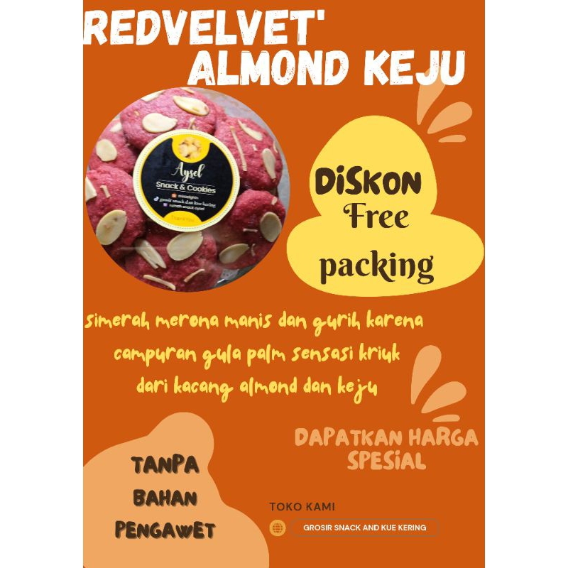 

REDVELVET ALMOND COOKIES KUE KERING