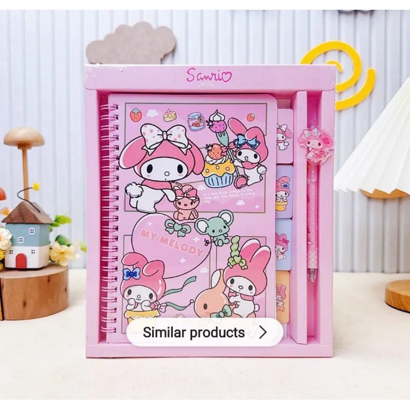 

HJK kado Buku diary set notebook sanrio kuromi cinnamonroll melody plus pulpen