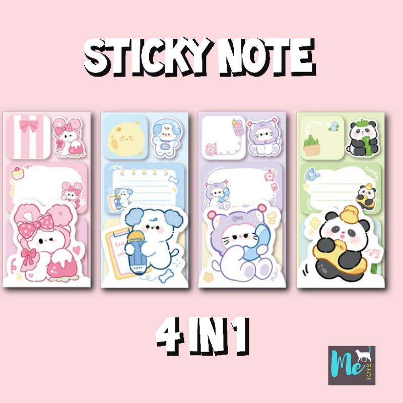 

Sticky Note / Note Book / Memo Tempel Lucu 4 in 1 Cute Animals