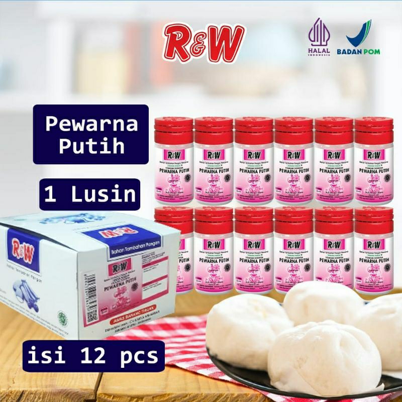 

Pewarna Putih Pemutih Makanan Rajawali R&W RW 5 g 1 Lusin