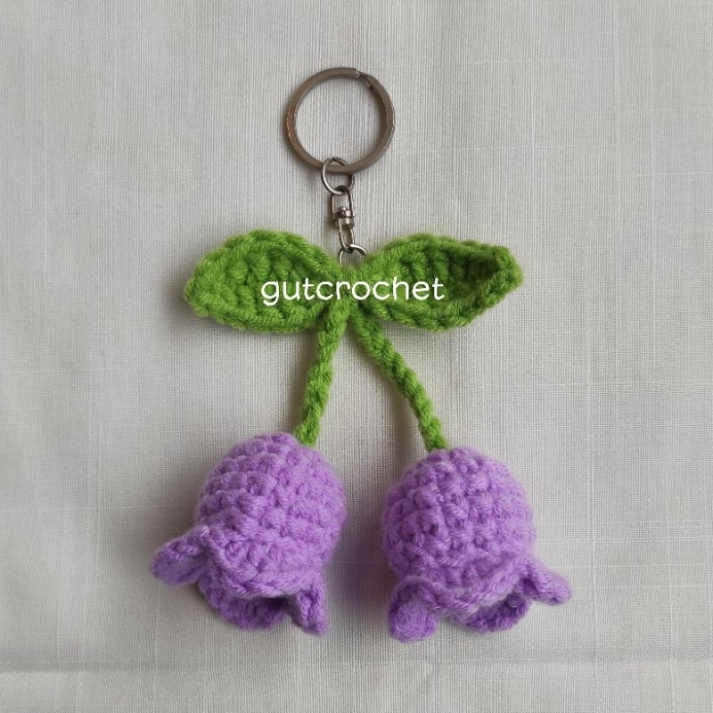 Gantungan kunci rajut bunga lily of the valley Keychain Crochet Lily of the valley