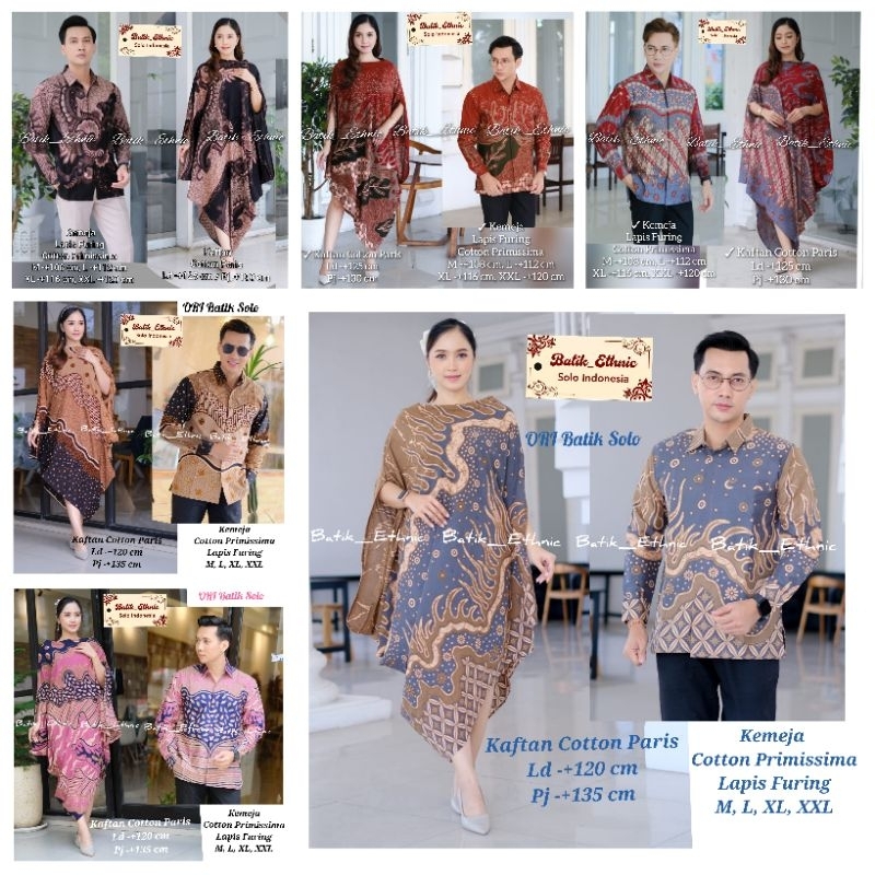 BAJU KONDANGAN Batik Couple Kaftan Catton Paris & Kemeja Panjang Lapis Furing