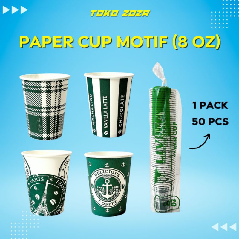 Gelas paper cup/paper cup kopii/isi 50pcs