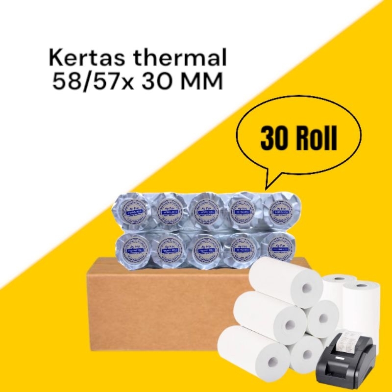 

30 roll kertas thermal murah 58x30 mm