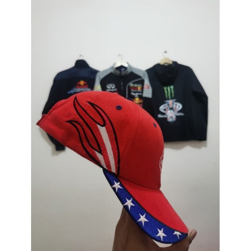 topi flame american flag usa magic headwear