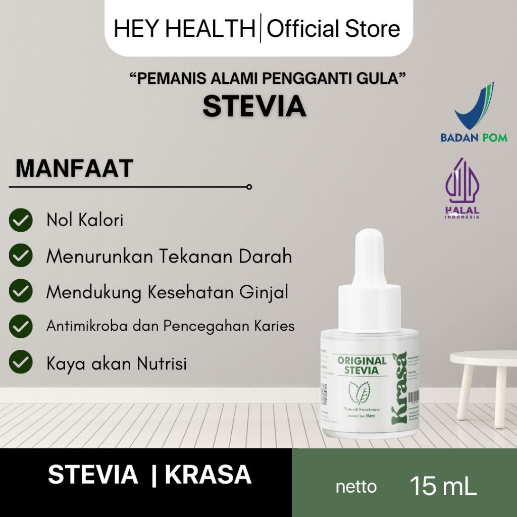 

Hey Health X KRASA STEVIA PEMANIS ORIGINAL 0 KALORI - 15ML