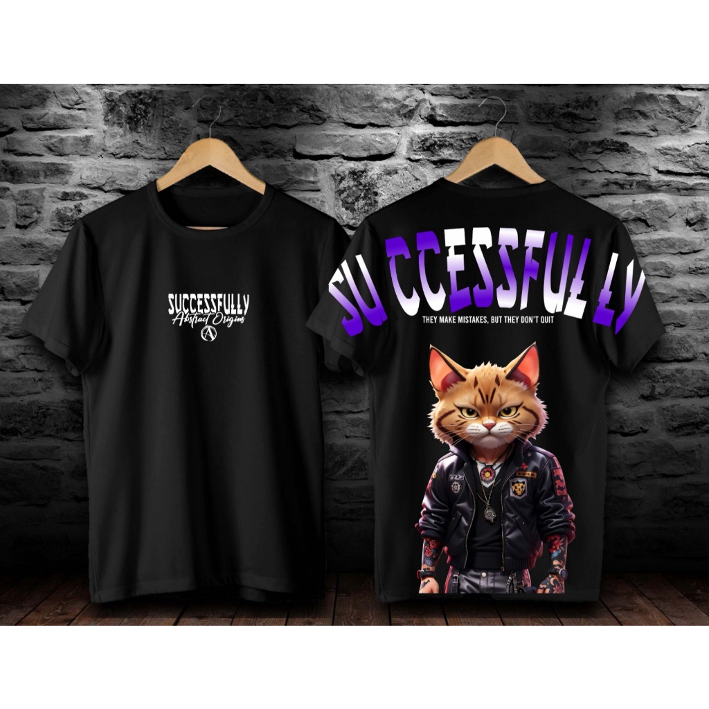 baju kaos distro combed/ baju kaos kartun kucing gangster/ baju kaos unisex