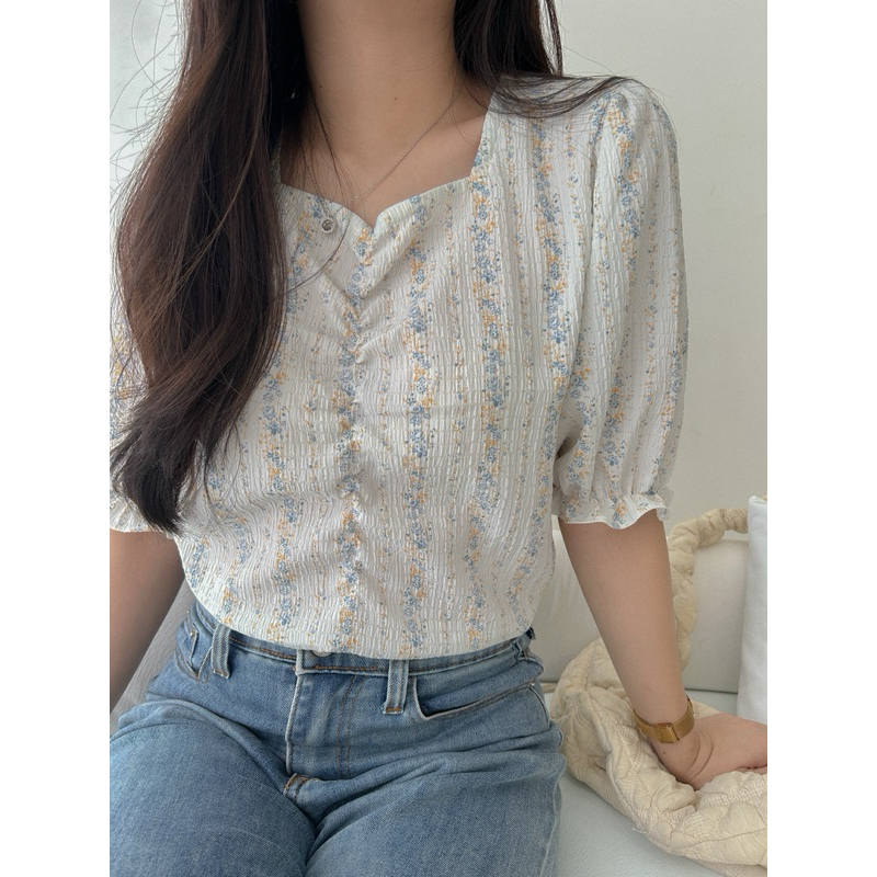 MELCA - RYEOUN TOP | Atasan wanita | Blouse bunga | Atasan bunga | Blouse korea | Atasan korea | Baj