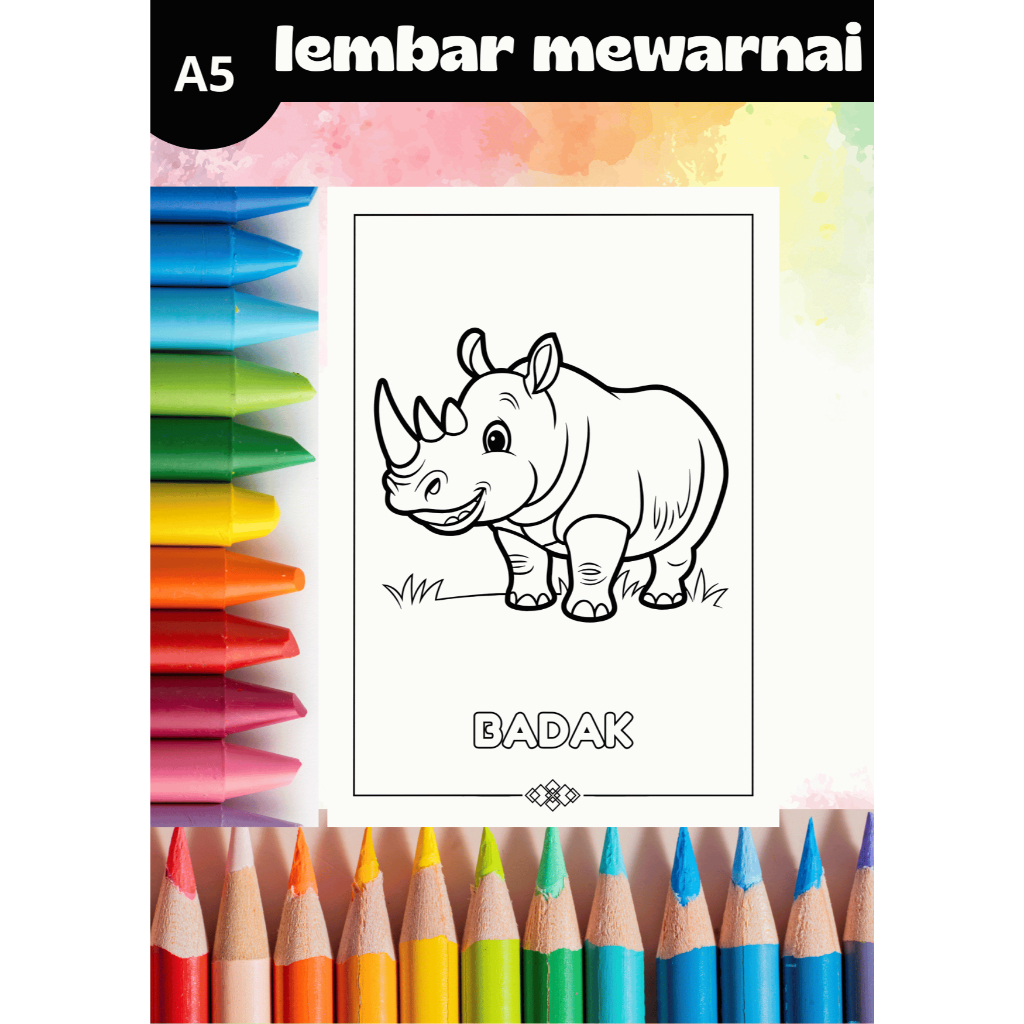 

CB-20 Gambar Mewarnai Hewan Untuk Anak TK SD PAUD Kertas HVS 100gr Bukan Buku Mewarnai