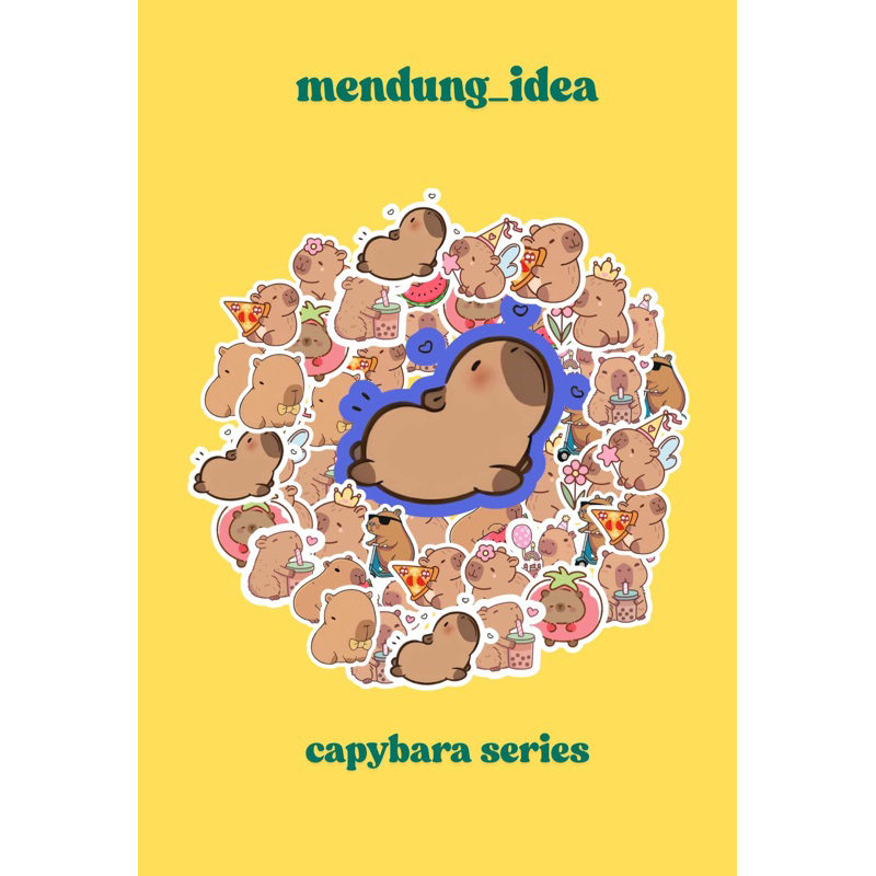 

50PCS Stiker Pack Capybara Karakter Lucu Langka Anti Air Waterproof for Laptop Mobile Phone Book