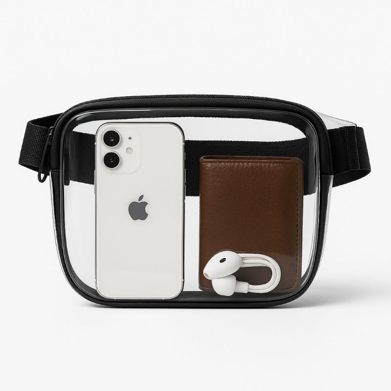 Tas Waistbag Transparan Pria Wanita - Waterproof PVC, Webbing Tebal, Gaya Kekinian