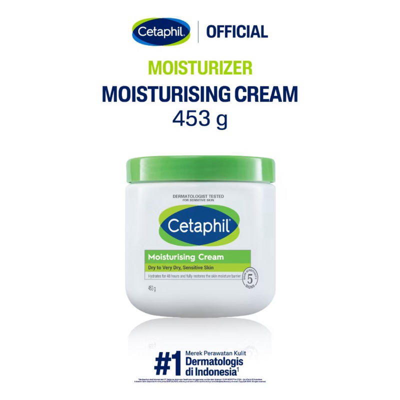 Cetaphil Moisturizing Cream 453 gr with Sunflower Oil, Vitamin E dan Almond Oil Pelembap Wajah & Kul