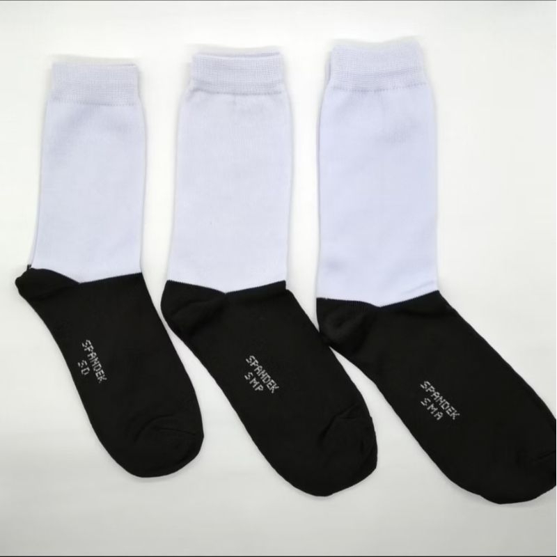 GK_022 1 psg Kaos Kaki Fashion Anak Kaos Kaki Anak Sekolah Putih Telapak Hitam Murah