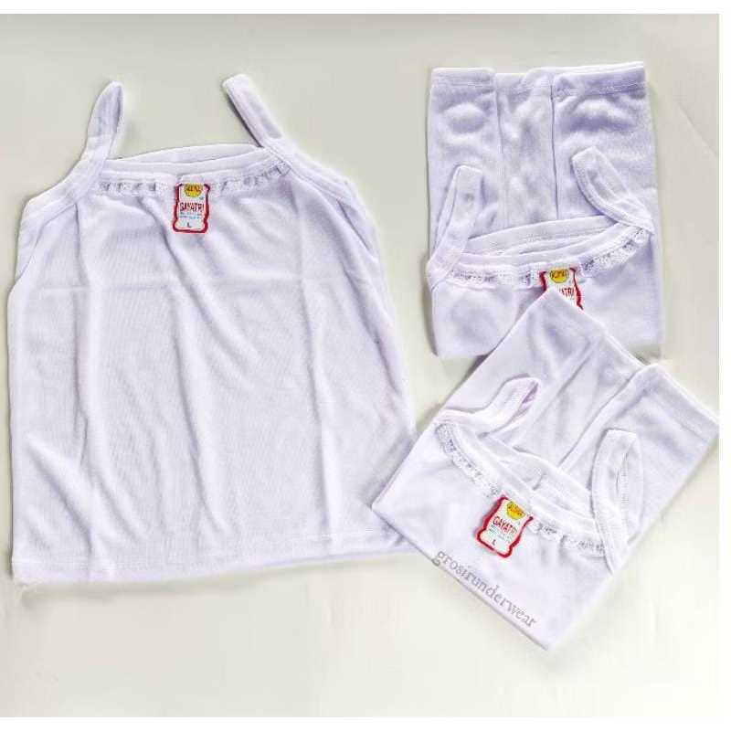 grosir 6pcs Tanktop Singlet Renda Putih Wanita Anak Dewasa Remaja