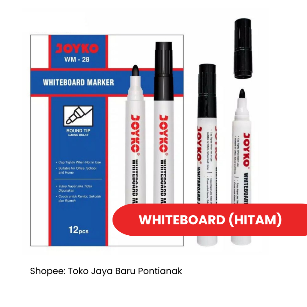 

Spidol JOYKO Whiteboard Marker Hitam & Biru WM-28 ORIGINAL [1 PCS] / Produk Original