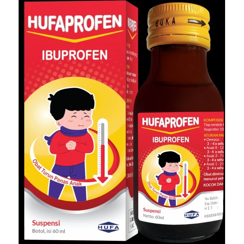 hufaprofen ibuprofen 100mg/5ml sirup demam dan sakit gigi anak