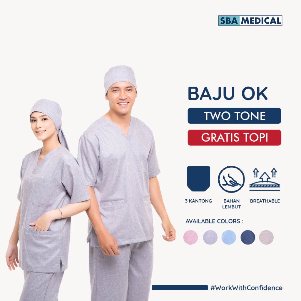 CLEARANCE SALE - SBA MEDICAL - Scrub Medis Two Tone | Baju Ok Two Tone  | Baju Ok Lengan Pendek | Sc