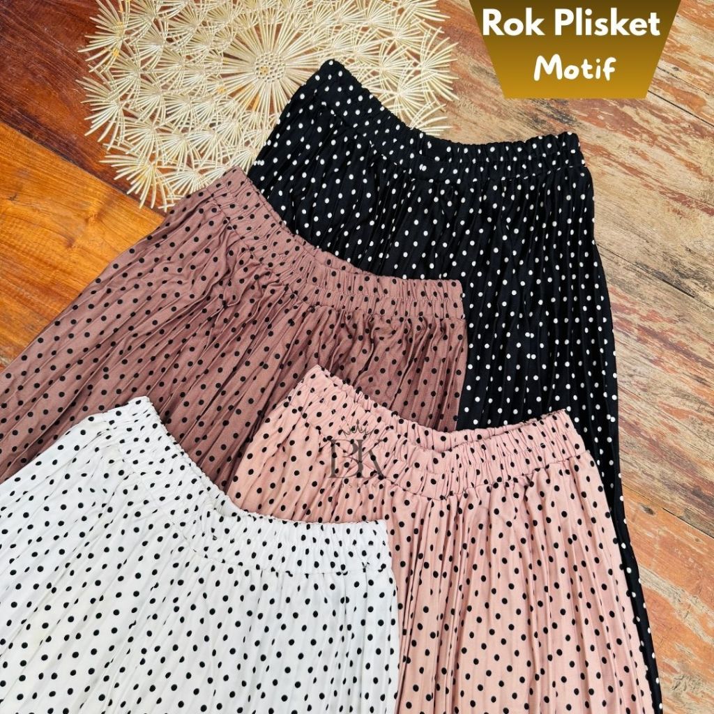 Rok Motif Polkadot Best Seller/ Rok Muslim Dewasa/ Rok Jumbo