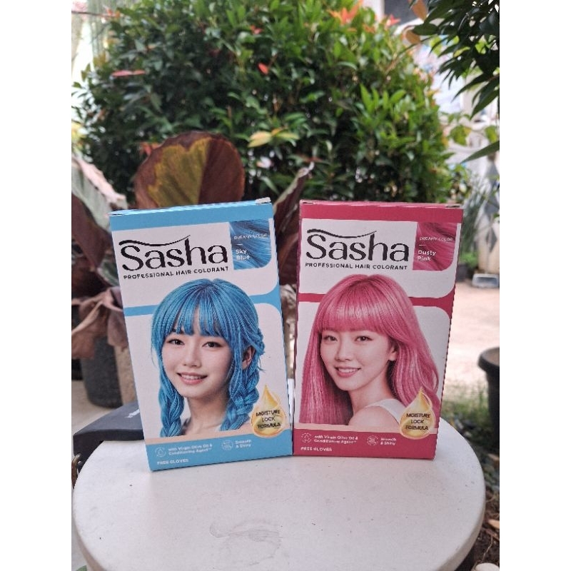 paket pewarna rambut sasha sky blue + dusty pink